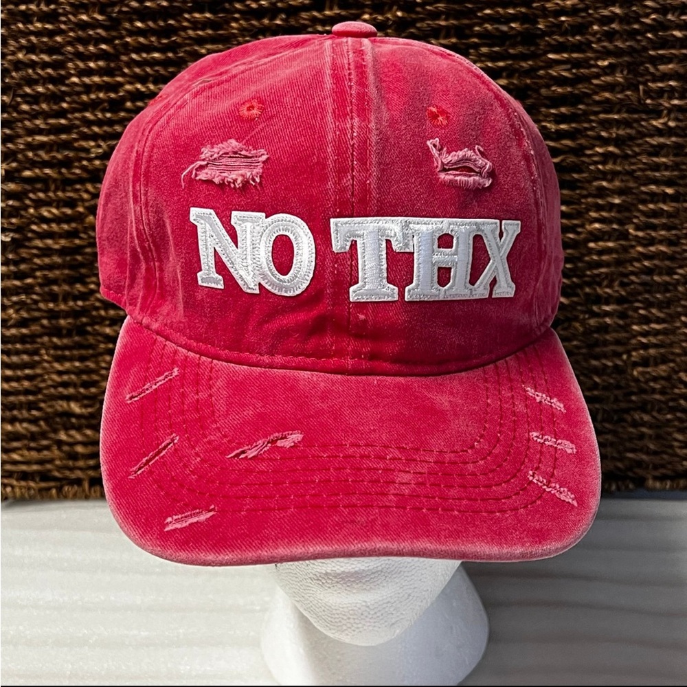 NO THX Distressed Dad Hat - The Ultimate Casual Cool RED